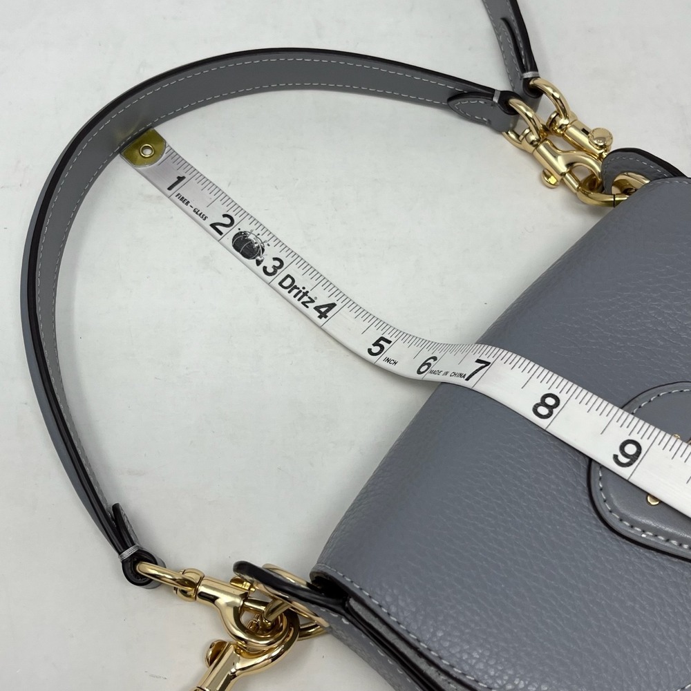 COACH Kleo Shoulder Bag 17 Crossbody Gray Leather Suede Granite Saddle C5687 - Picture 16 of 16